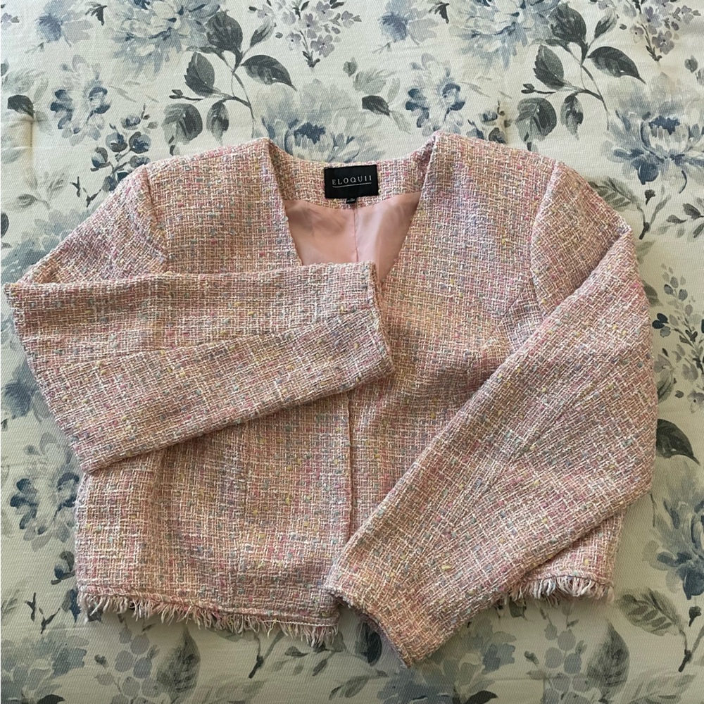 Eloquii Pink Tweed Bolero (part of a set)